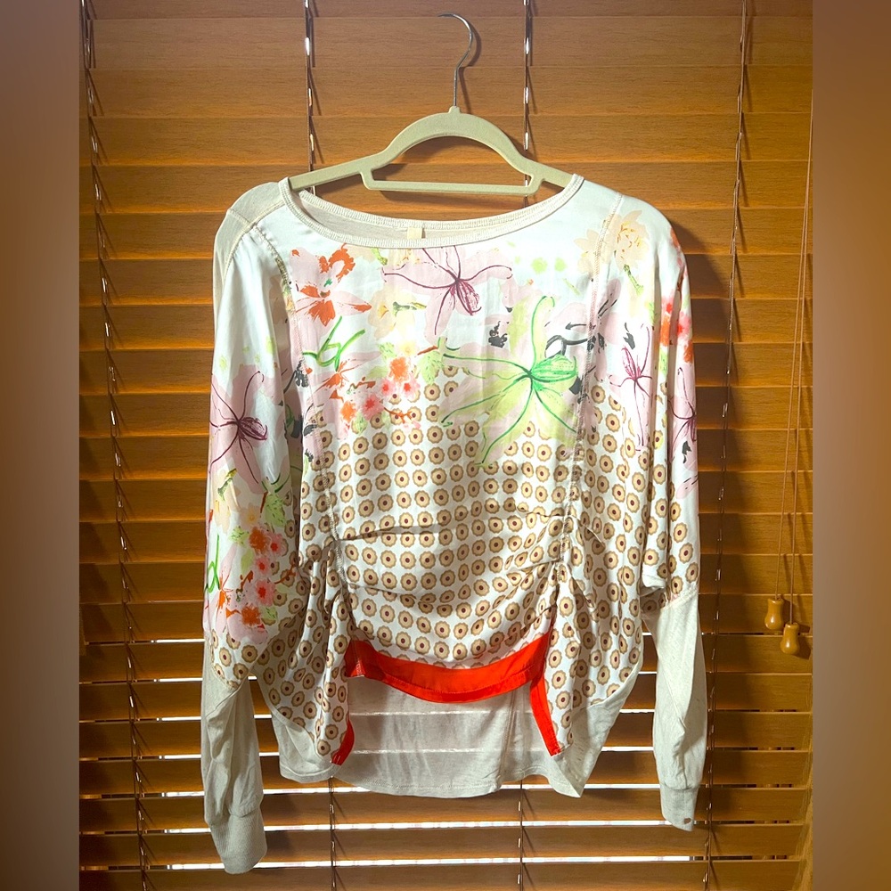Anthropologie silk front floral shirt
